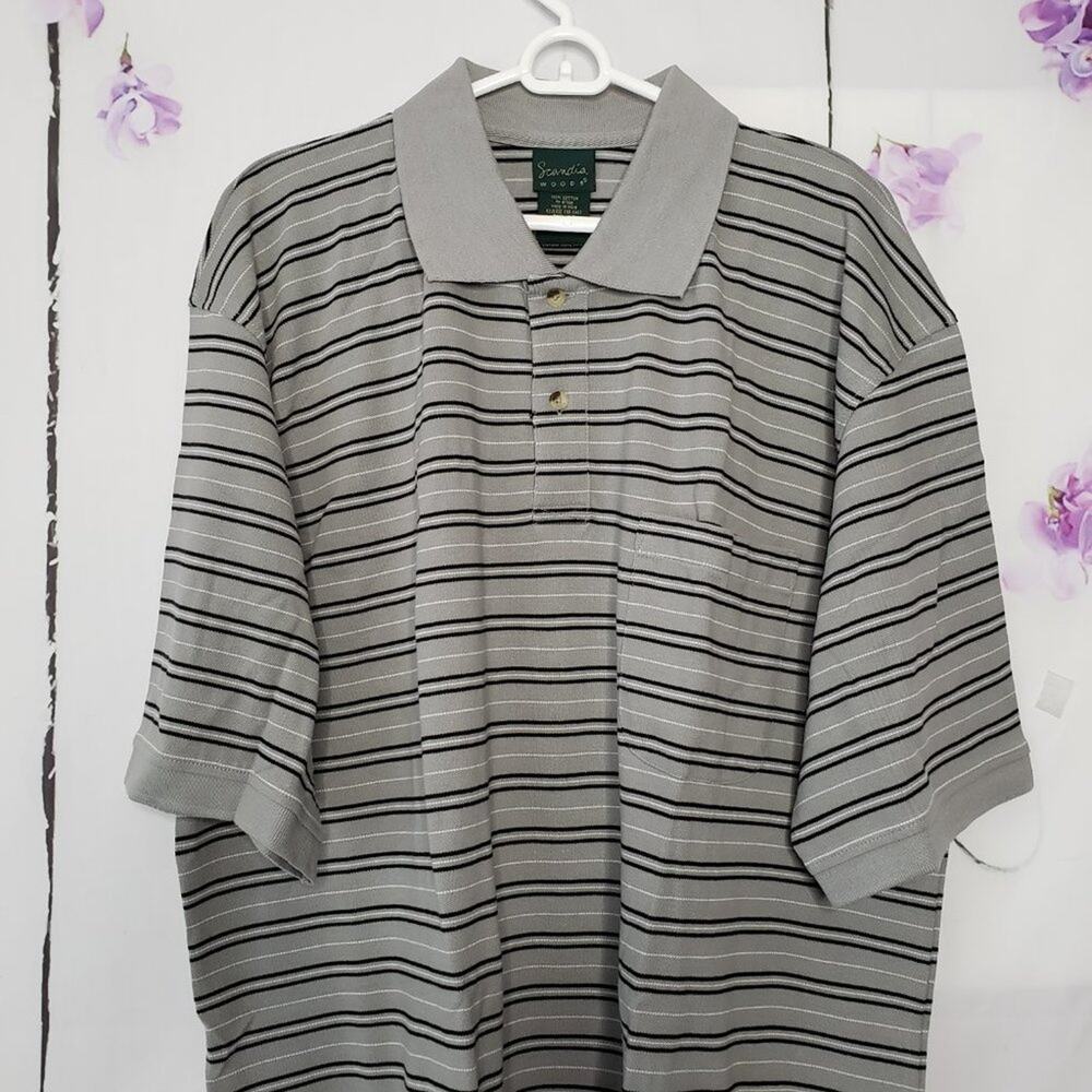 Scandia Woods Stripe Button Top Spread Collar Golf Polo 2XL - Picture 7 of 7